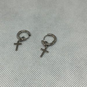 Stainless Steel little Cross hoops